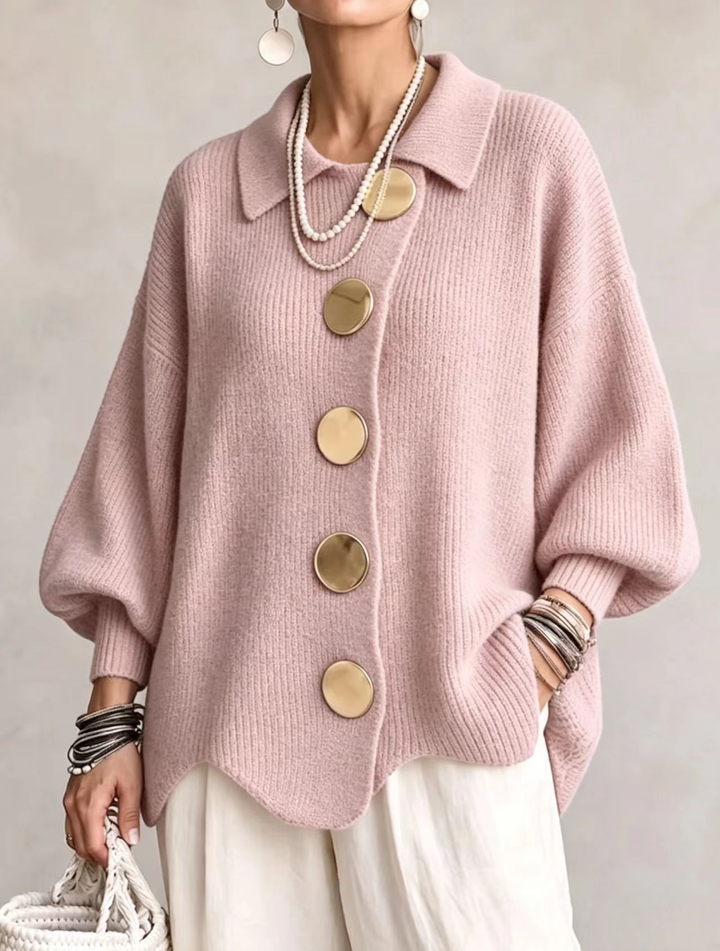 Izabela | Oversize Kardigan z Kołnierzem