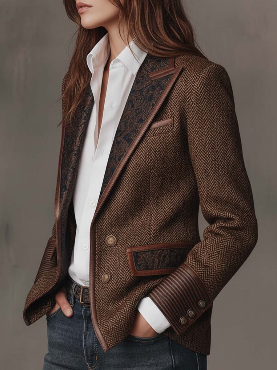 Hanna | Blazer w Jodełkę z Panelami