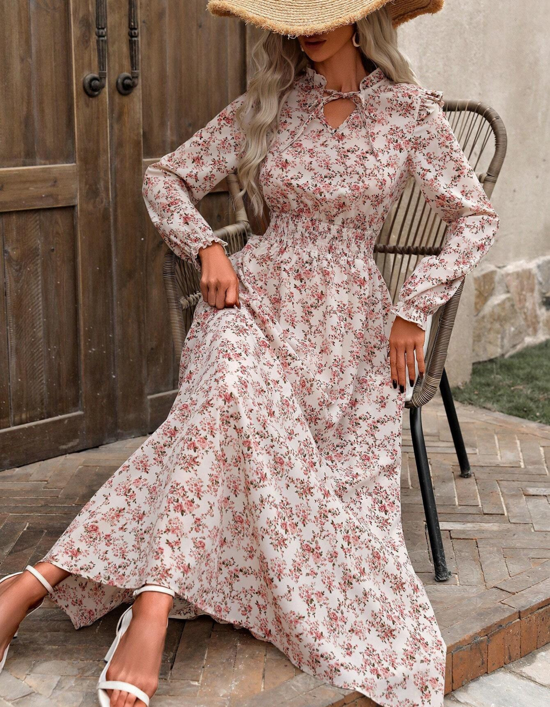 Dabrowska | Romantyczna sukienka Długo- Sleeve Maxi