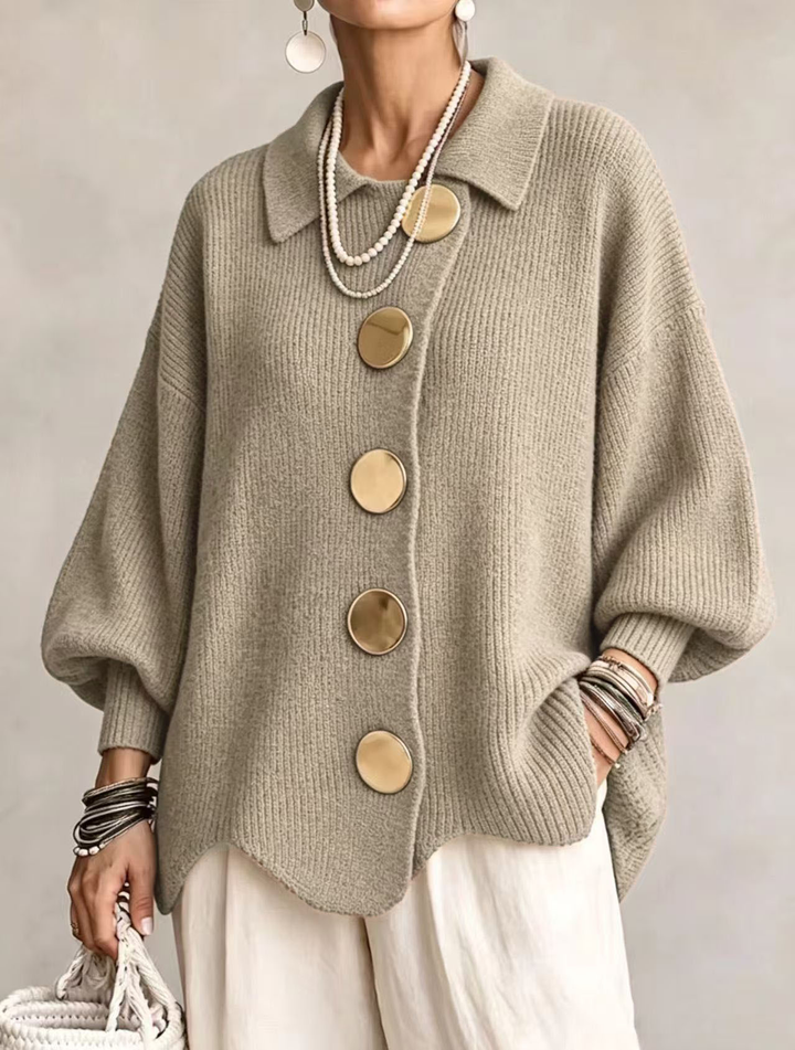 Izabela | Oversize Kardigan z Kołnierzem