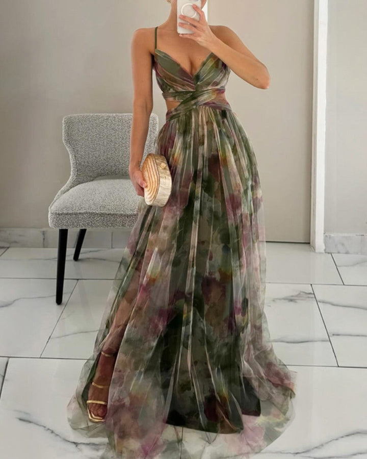 Dabrowska | Akwarela Chiffon Maxi sukienka