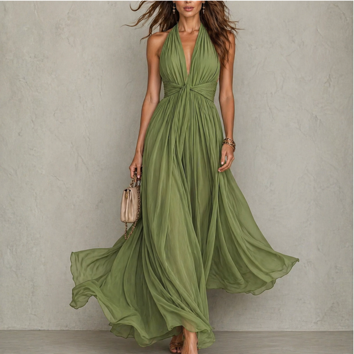 Dabrowska | Halter Chiffon Maxi sukienka
