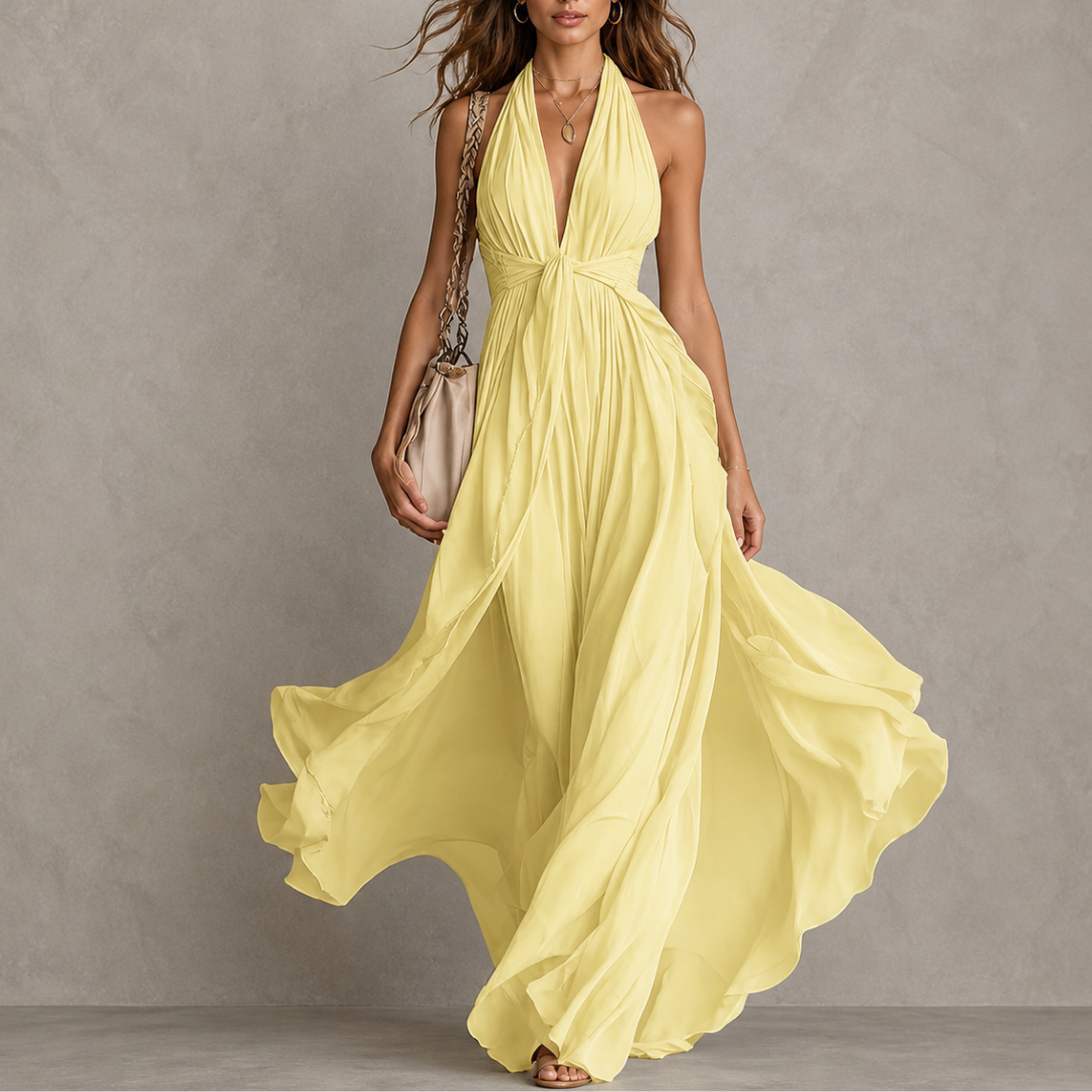Dabrowska | Halter Chiffon Maxi sukienka