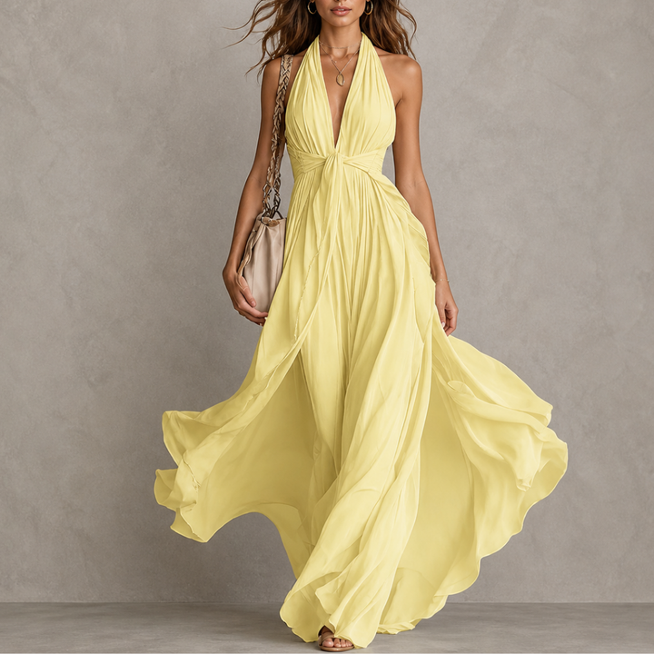 Dabrowska | Halter Chiffon Maxi sukienka