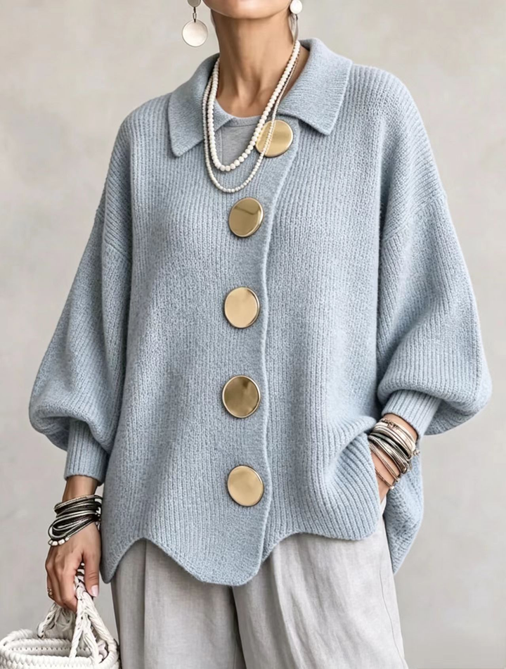 Izabela | Oversize Kardigan z Kołnierzem
