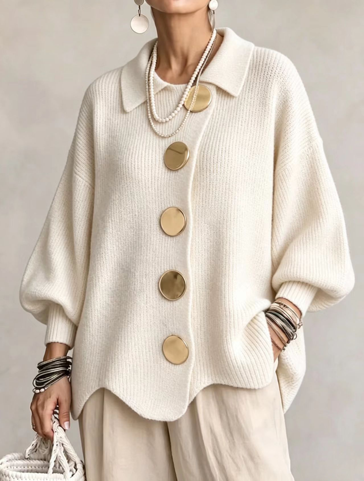 Izabela | Oversize Kardigan z Kołnierzem
