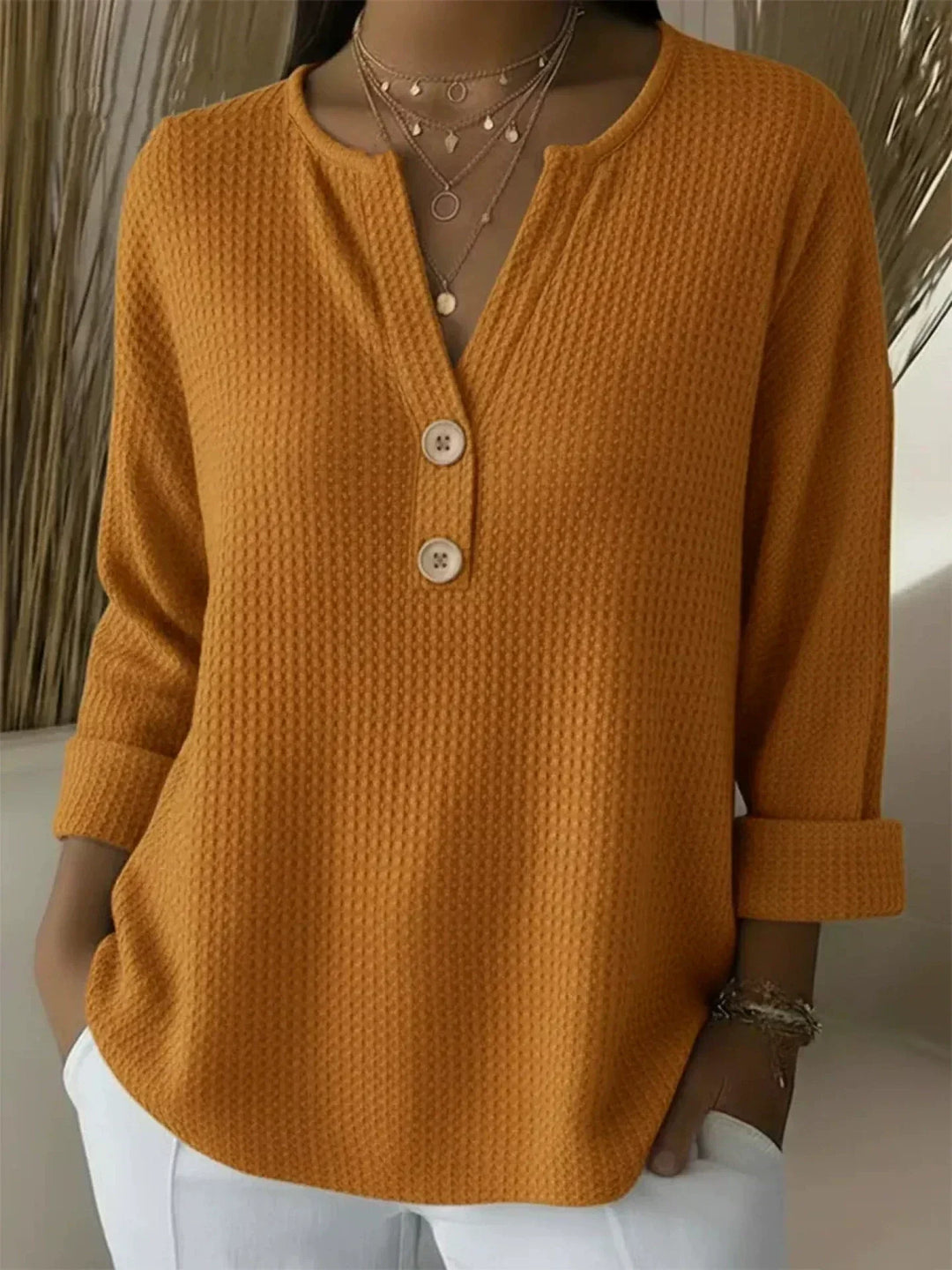 Lucja | Top Henley na Guziki