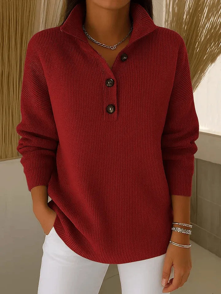 Flora | Sweter Polo z Dekoltem V