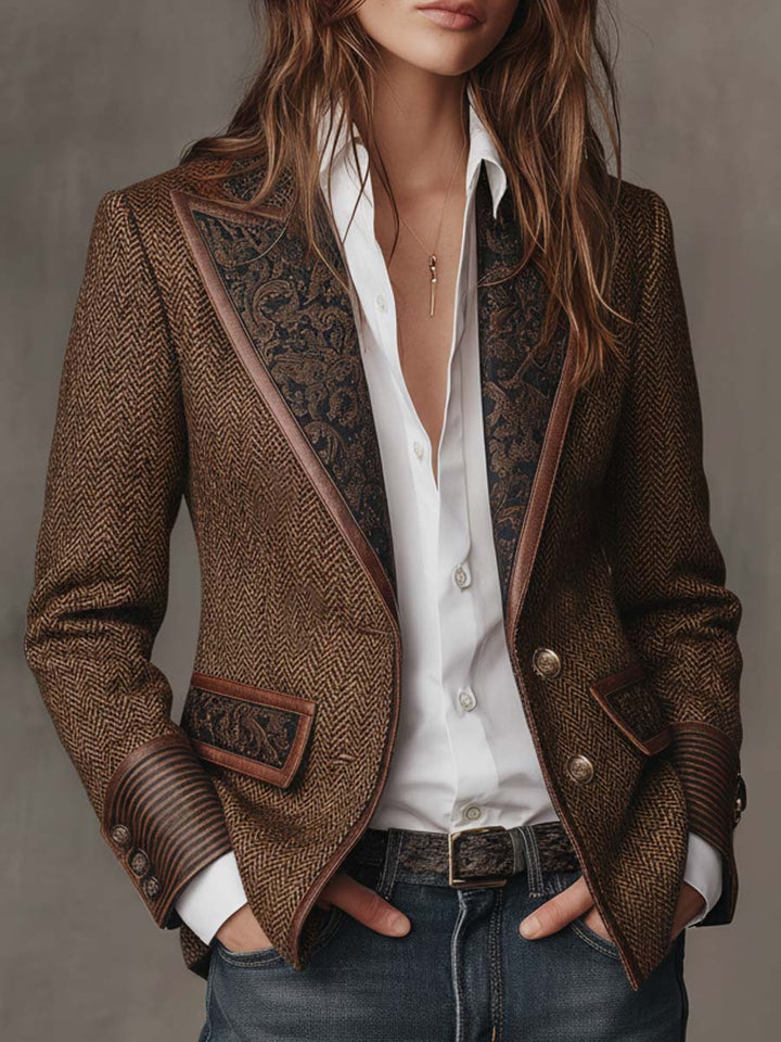 Hanna | Blazer w Jodełkę z Panelami
