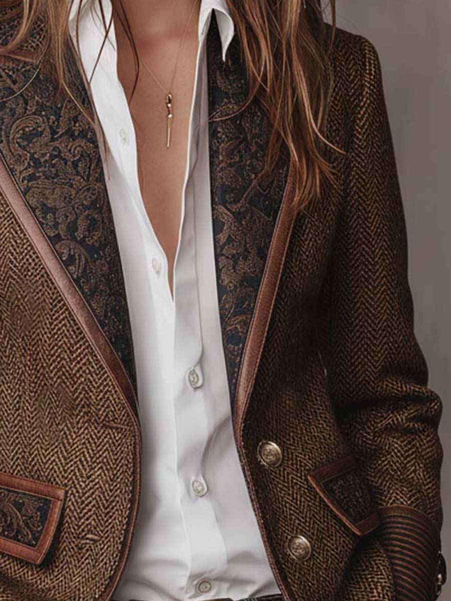Hanna | Blazer w Jodełkę z Panelami