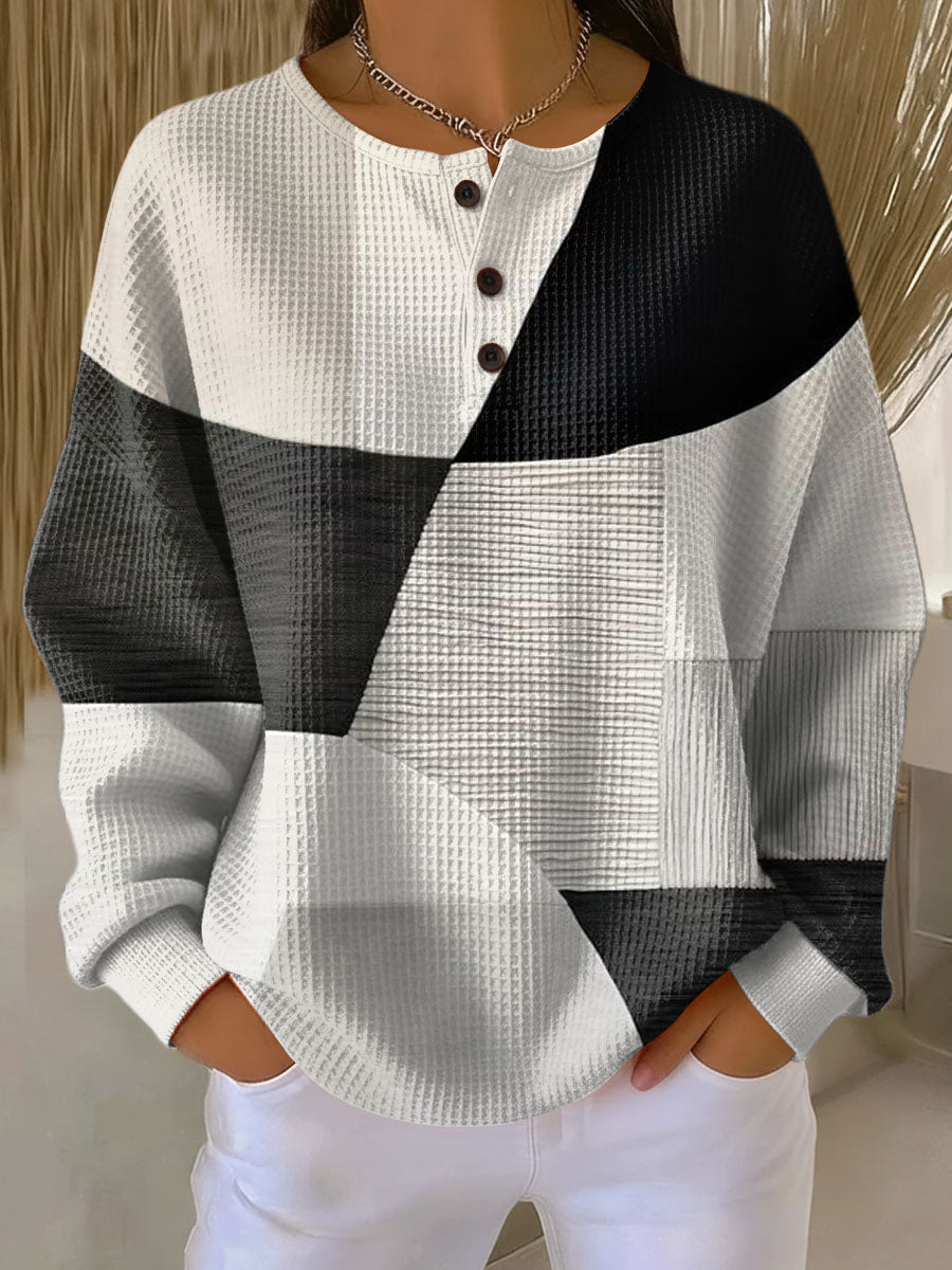 Lena | Ciepla Bluza z Dzianiny Waffle