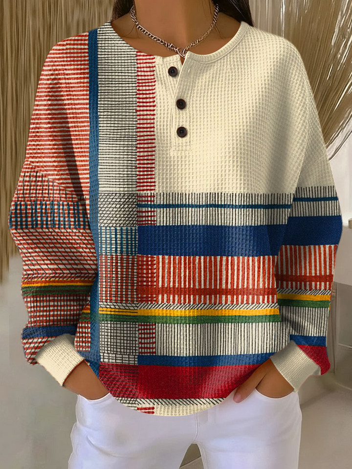 Lena | Ciepla Bluza z Dzianiny Waffle