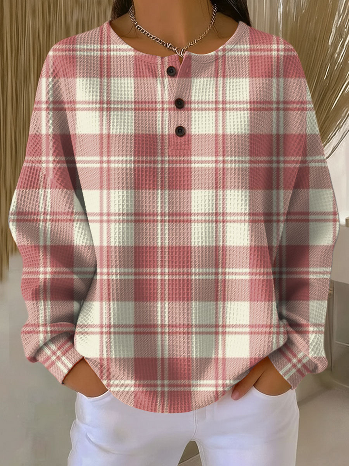 Lena | Ciepla Bluza z Dzianiny Waffle