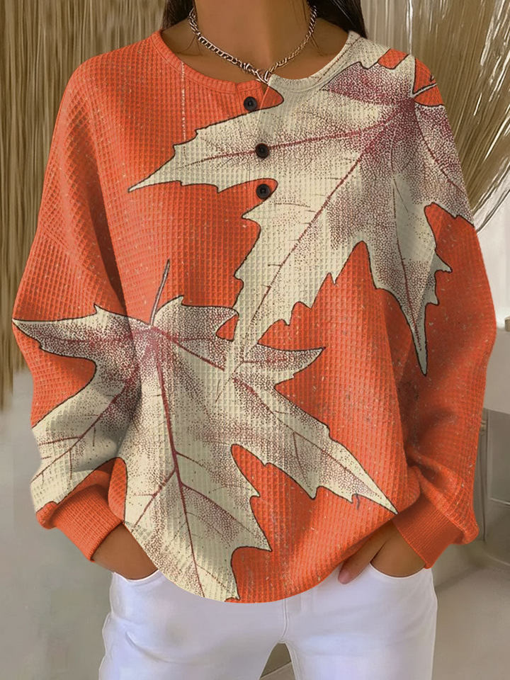 Lena | Ciepla Bluza z Dzianiny Waffle