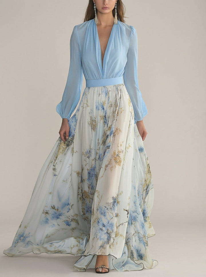 Dabrowska | Kwiat Chiffon Maxi sukienka